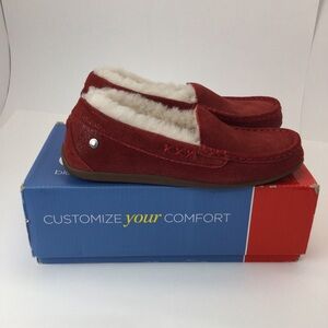 Abeo Hampton Red Suede Moccasin Slippers womens size 7